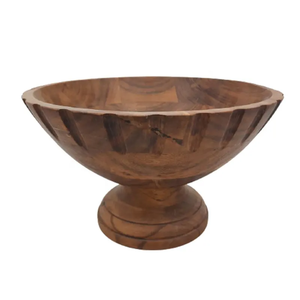 Bol en bois de style ferme moderne, fait à la main, rond, en bois massif, style chinois traditionnel, plat décoratif, 6 pouces de diamètre - Product Image 1