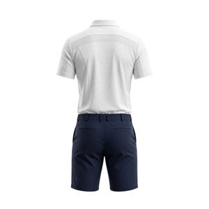 Shorts Bermuda Homme Couleur Unie Respirant 100% Polyester Taille Élastique Taille Mi-Haute Décontracté Poches Tissées Rayures Latérales Bleu Foncé - Product Image 2