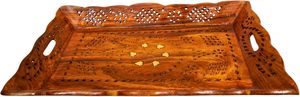 <b>Wood</b> Serving Tray for Home, Kitchen, Breakfast, Restaurant, Office Organizer, Dining Table | Premium Wooden Tray | 14.9" x 9.4" - Product Image 4