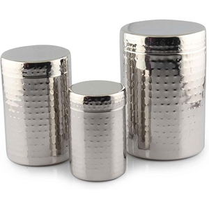 Set Of 3 Stainless Steel Canister <b>Kitchen</b> <b>Storage</b> Jars With Airtight Lids Mirror Finish Food Grade Container Set Cheapest Price - Product Image 2