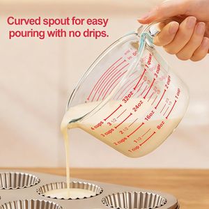 Juego de 6 Tazas Medidoras de Vidrio con Tapas, Jarras de 1, 2 y 4 Tazas con Asas, Kit de Herramientas de Medición de Líquidos Apilables - Product Image 3