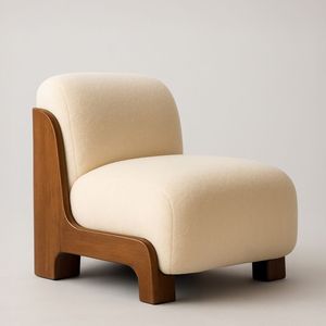 Silla artística con curvas únicas hecha de madera de teca auténtica - Product Image 1