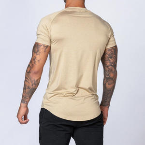 Camisetas Deportivas al Por Mayor, Cómodas, Ligeras, Ajustadas, Cuello Redondo, Dobladillo Curvo, Estilo Raglán, Color Beige - Product Image 4