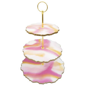 Support de service et de présentation de gâteaux rond en résine moderne, 3 pièces, fait main, respectueux de l'environnement, pour gâteaux et pâtisseries - Product Image 3
