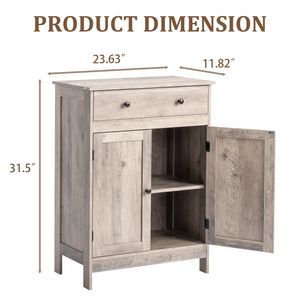Mobile Bagno con Cassetto Singolo e Doppie Ante 60*30*80cm in Truciolato Grigio Lavato e Rivestimento in Melamina - Set Vanity Singolo - Product Image 2