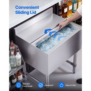 Contenitore per Ghiaccio in Acciaio Inox per Cucina Commerciale, Capacità Massima 100,7 Qt, Coperchio Scorrevole, 36 X 19 X 33 Pollici - Product Image 6