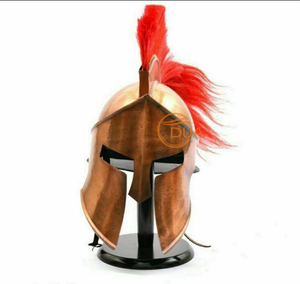 Casco de Armadura de Hierro Romano del Rey Leónidas Griego Medieval para 300 soldados, con Pluma Roja y Acabado de Cobre Antiguo, para Guerrero, Navidad, Halloween - Product Image 5