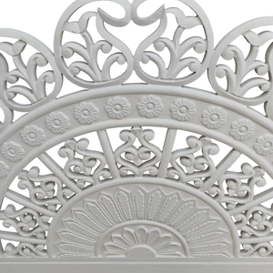 Tête de lit Cal King Size en bois d'ingénierie sculpté à la main, motif floral demi-lune, finition blanchie à la chaux, décoration de lit en bois sculpté Smart Art - Product Image 4