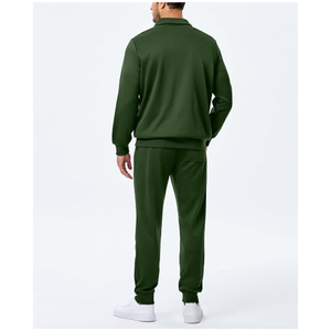 Conjunto de chándal de invierno para hombre de peso pesado, de forro polar, con sudadera de media cremallera y pantalones jogger de forro polar técnico, de 2 piezas, holgado y cálido - Product Image 4