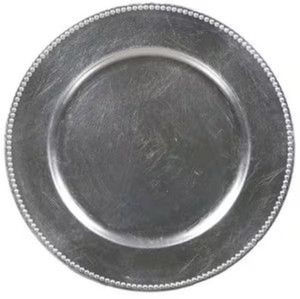 Assiette de Présentation en Acier Inoxydable Plaqué Argent, Design Antique, Écologique, Gravée, Style Classique, pour Décoration de Table à Manger à la Maison ou pour Mariages - Product Image 1