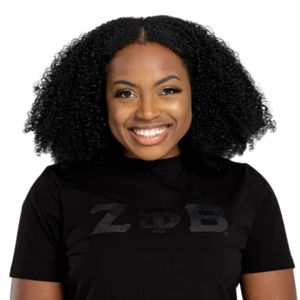 Camiseta de Mujer Zeta Phi Beta con Letras de Cuero de Serpiente Negro sobre Negro, 100% Algodón, Ropa de Hermandad, Moda Griega, Orgullo Universitario - Product Image 6
