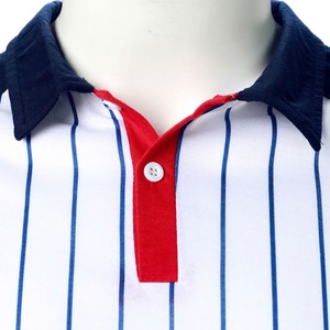 Polo rayé pour homme, manches raglan, tricoté, coupe ajustée, décontracté, manches courtes, bleu, blanc, rouge, design contrasté - Product Image 4