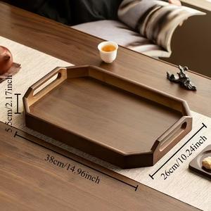 Elegant Wooden <b>Storage</b> And Serving <b>Tray</b> With Raised Edges Easy Grip Handles Ideal For Tea Snacks Coffee Table And Home Decor - Product Image 5
