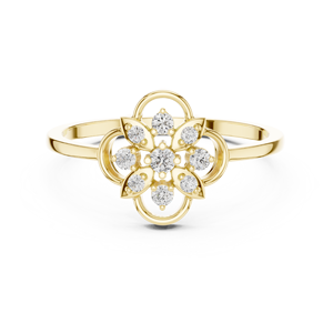 Anillo de oro macizo de 14k para mujer con diseño de flor romántica, corte redondo minimalista, ideal para regalo, compromiso, aniversario, boda. - Product Image 1