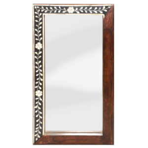 Espejo de Pared Moderno de Mediados de Siglo, de Madera, MF-004 |   Incrustaciones de Nogal Hechas a Mano |   Ecológico y Ligero |   Fabricante de Moradabad | - Product Image 1