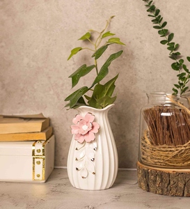 Art Deco Ceramic Vase Matte Finish Face Design Handmade Eco-Friendly Tabletop Decor Drainage Hole Scratch Resistant Anti-Slip - Product Image 6