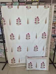 Draps de lit king size en percale de coton imprimés à la main - Product Image 3