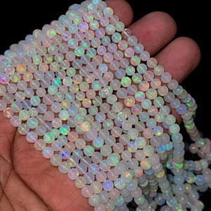 Perles rondes lisses en opale d'Éthiopie AAA, 3-5 mm, perles d'opale naturelle, brin de 16 pouces, perles rondes en opale polie pour la fabrication de bijoux - Product Image 1