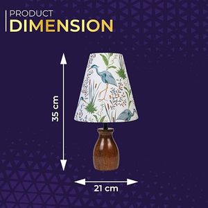 Printed Rectangle Wooden Base Table Lamp with E27 <b>Socket</b> Plug Tabletop Bedside <b>Desk</b> Light for Living Room Bedroom Hotel Decor - Product Image 3