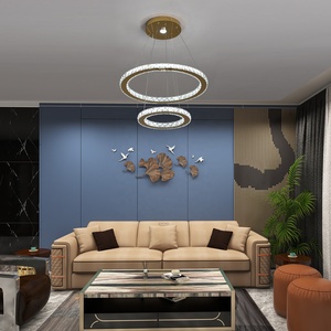 Hiện đại sang trọng 2 nhẫn vòng tròn đèn chùm ánh sáng mặt dây chuyền Loft căn hộ Pha Lê Trần đèn chùm đèn nhà sản xuất - Product Image 4