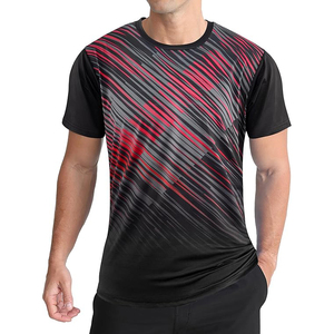 Men's Green Geometric Pattern Quick Dry Short Sleeve Sporty T-<b>Shirt</b> Slim Fit O-Neck Knitted Athletic Wear - Product Image 4