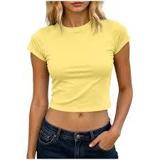 Camiseta Corta de Manga Larga para Mujer, Cuello Redondo, Tejido de Punto Informal con Estampado Antiarrugas de Secado Rápido, Transpirable, de Algodón y Elastano - Product Image 3