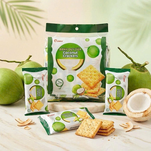 Coconut Crackers Snack 220g Sweet Crispy Square <b>Biscuits</b> Sachet Bag ODM Factory - Product Image 6