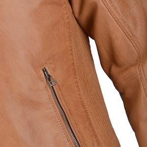 Chaqueta Varsity de Cuero Genuino Marrón para Hombre, Marca PIHA SPORTS, Transpirable, Estilo Motero, Cierre de Cremallera, para Invierno - Product Image 6