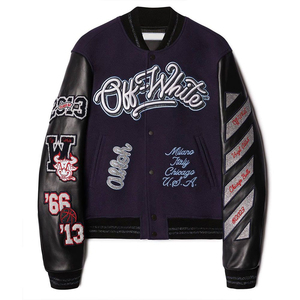 Chaqueta Varsity para Hombre, Estilo Letterman con Parches Bordados, Preppy, para Otoño, Corte Regular, Cuello Camisero - Product Image 4