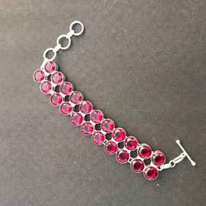 Beautiful <b>Red</b> Garnet Statement <b>Bracelet</b> 925 Sterling Silver Handmade Jewelry Gift For Women Birthday Luxury - Product Image 3