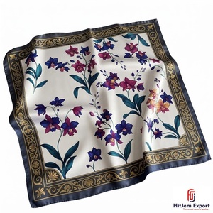 Custom Printed Square <b>Scarf</b> Lightweight Soft Fabric Silk Feel Head <b>Scarf</b> OEM ODM Manufacturer Ireland Custom Fabric Products - Product Image 2