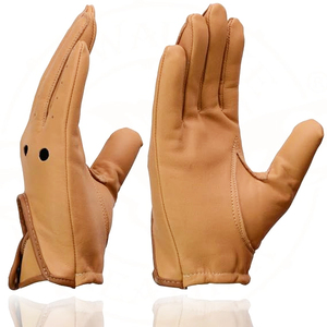 Samroz Sports Men's Grey Perforated Leather Full Finger Motorcycle Hand <b>Gloves</b> W/Breathable ‘Open Knuckle - Product Image 4
