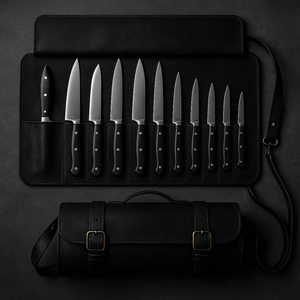 100% Genuine <b>Leather</b> Eco-Friendly Portable Chef <b>Knife</b> <b>Roll</b> Professional Collection LKR-0202 - Product Image 6