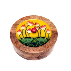 Design Eco-Friendly wood Enamel Printed Casserole <b>Pot</b> Fully Handcrafted Wood Hand Grip for at best price - Product Image 5