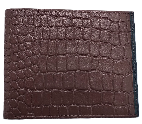 Men's Crocodile Embossed <b>Wallet</b> RFID Protection <b>Fold</b> Closure Short Daily Use Brown Alligator Pattern Minimalist Style - Product Image 5