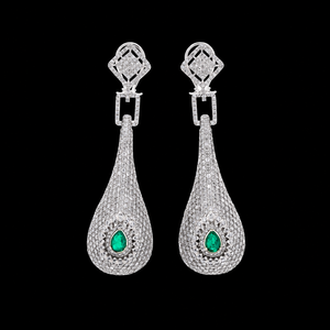 Pendientes de Lágrima de Diamante CVD con Aspecto de Esmeralda Verde de Lujo en Plata de Ley 925 para Mujer - Product Image 1