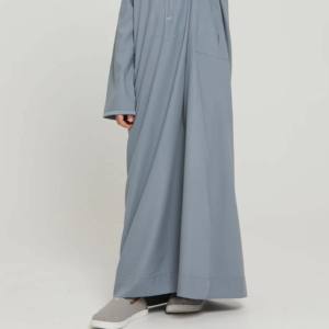 Venta al por mayor de Abayas Bisht de Dubái de alta calidad para niños musulmanes, tallas grandes, Thobe árabe para Eid, Túnica saudí 100% algodón - Product Image 6