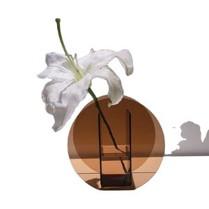 Jarrón de cristal marrón moderno para plantas, maceta de tamaño personalizado, vajilla para el hogar y el restaurante, florero decorativo de lujo para bodas - Product Image 1