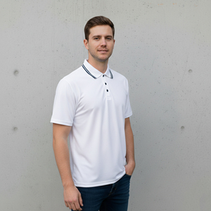 Polo T-shirt ajusté et confortable de couleur unie, léger, avec logo brodé personnalisé, pour usage décontracté et mode, idéal pour le golf. - Product Image 5