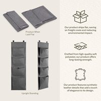 Organisateur de rangement suspendu en métal avec 4 grands compartiments à fermeture velcro pour le rangement des vêtements dans la garde-robe