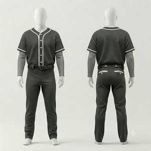 Men's <b>Baseball</b> Uniform Set Short Sleeve Jersey Pants Breathable Polyester Button Closure Regular Fit All Seasons Solid Color - Product Image 1