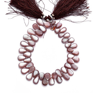 Perles de pierre de lune naturelle marron foncé chocolat, forme poire lisse, taille 5x8mm-8x12mm, qualité AAA, pierres précieuses pour bijoux. - Product Image 2