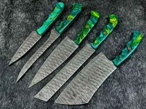 Ensemble de couteaux de chef écologiques avec manche en bois de rose, logo personnalisé, lames en acier Damas, couteaux de cuisine professionnels - Product Image 3