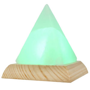 Lampes en sel naturel de l'Himalaya en forme de pyramide, décor spirituel, mini lampes USB avec base en bois, sel naturel. - Product Image 5