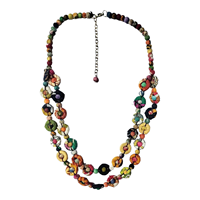 Collier artisanal unisexe en forme de boule, style bohème, multi-couches, plaqué or, avec perles en tissu écologiques colorées