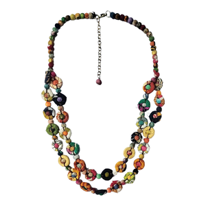 Collar de varias capas estilo bohemio con cuentas de resina coloridas, joyería hecha a mano de forma redonda unisex - Product Image 1