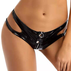 Shorts de látex negro para mujer, de cuero sintético PVC, para fiesta, discoteca, ropa sexy, cintura baja, con cremallera, corte entallado, lencería. - Product Image 6