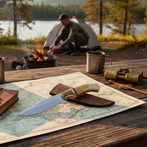 Hunting <b>Knife</b> 8.75 Inch - Camping <b>Knife</b> with <b>Bone</b>/Stag <b>Handle</b>, Filework Spine, Stainless Steel Blade & Sheath - Pocket <b>Knife</b> - Product Image 3