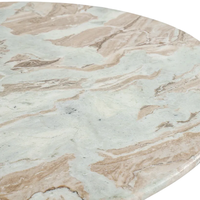 Table de salle à manger ronde en marbre exotique avec base en bois de manguier massif, finition grain naturel, pour entrée, couloir, salle à manger, cuisine