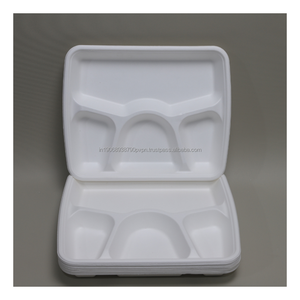 Assiettes en bagasse 100 % compostables, résistantes à l'huile et aux graisses, emballées sous polybag, assiettes en canne à sucre pour fêtes, dîners, anniversaires - Product Image 1